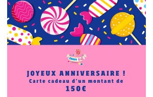 
			                        			Carte cadeau Anniversaire 150€